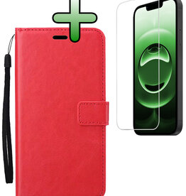 BASEY. BASEY. iPhone 16E Hoesje Bookcase Met Screenprotector - Rood