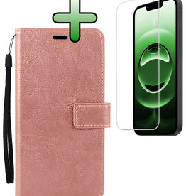 BASEY. BASEY. iPhone 16E Hoesje Bookcase Met Screenprotector - Rose Goud