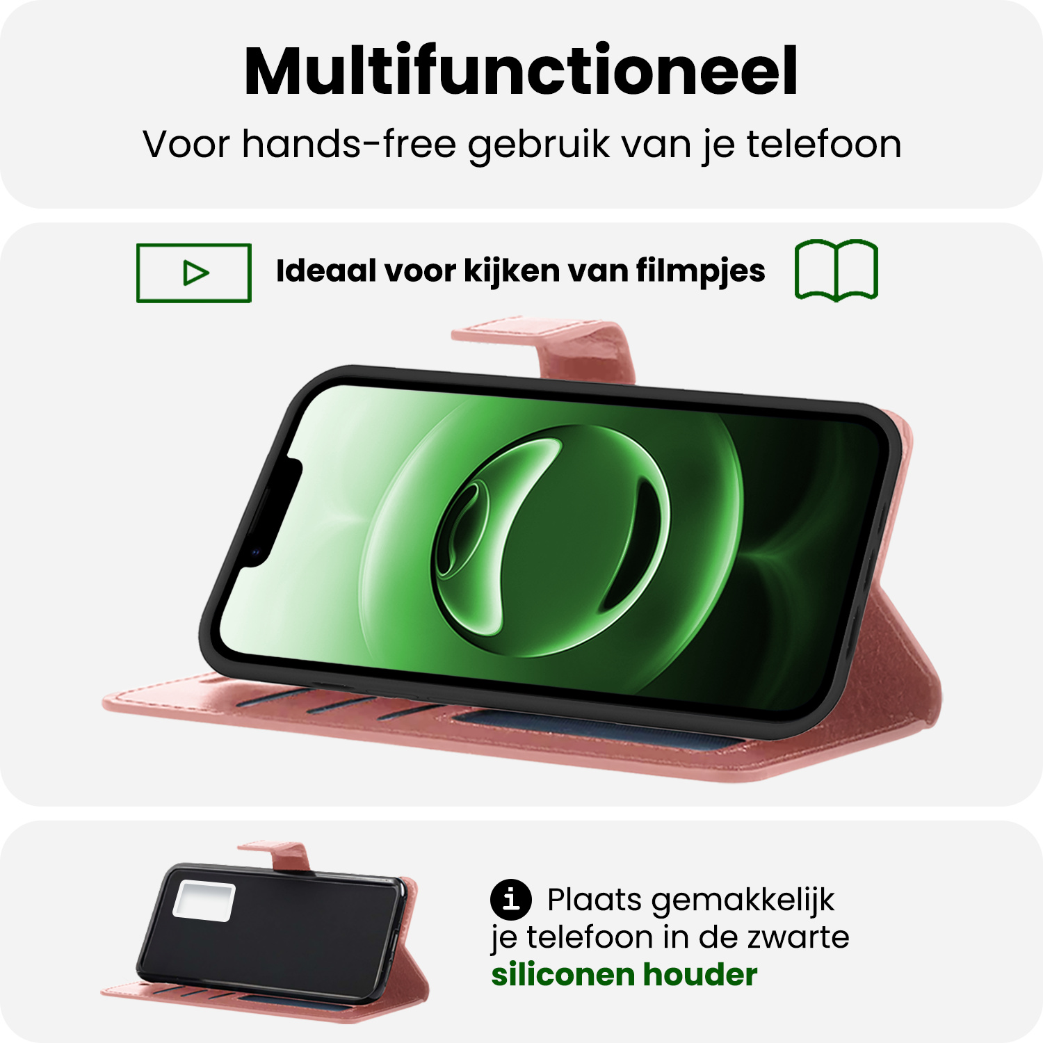 BASEY. BASEY. iPhone 16E Hoesje Bookcase Met Screenprotector - Rose Goud