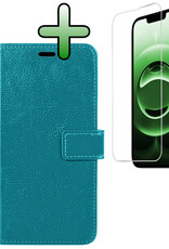 BASEY. BASEY. iPhone 16E Hoesje Bookcase Met Screenprotector - Turquoise