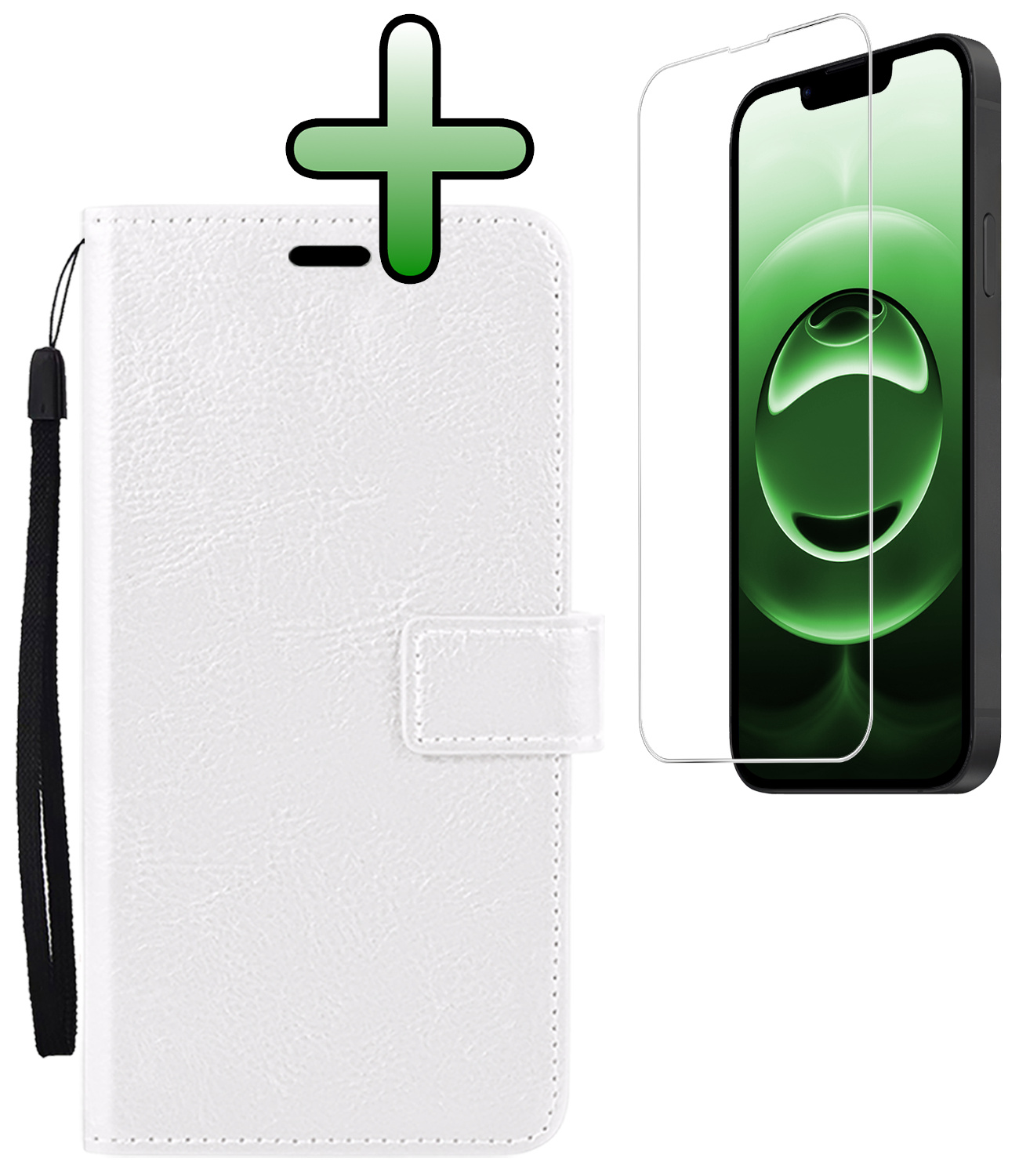 BASEY. BASEY. iPhone 16E Hoesje Bookcase Met Screenprotector - Wit
