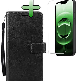 BASEY. BASEY. iPhone 16E Hoesje Bookcase Met Screenprotector - Zwart