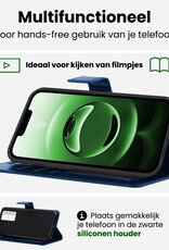BASEY. BASEY. iPhone 16E Hoesje Bookcase Met 2x Screenprotector - Donkerblauw