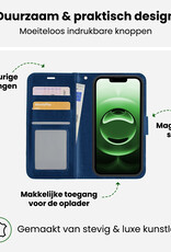 BASEY. BASEY. iPhone 16E Hoesje Bookcase Met 2x Screenprotector - Donkerblauw