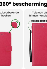 BASEY. BASEY. iPhone 16E Hoesje Bookcase Met 2x Screenprotector - Donkerroze