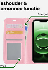 BASEY. BASEY. iPhone 16E Hoesje Bookcase Met 2x Screenprotector - Lichtroze