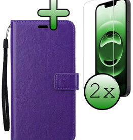 BASEY. BASEY. iPhone 16E Hoesje Bookcase Met 2x Screenprotector - Paars