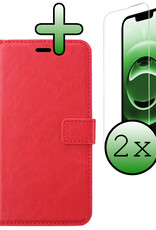 BASEY. BASEY. iPhone 16E Hoesje Bookcase Met 2x Screenprotector - Rood