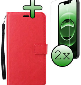 BASEY. BASEY. iPhone 16E Hoesje Bookcase Met 2x Screenprotector - Rood