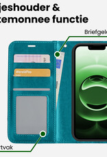 BASEY. BASEY. iPhone 16E Hoesje Bookcase Met 2x Screenprotector - Turquoise
