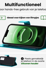 BASEY. BASEY. iPhone 16E Hoesje Bookcase Met 2x Screenprotector - Turquoise