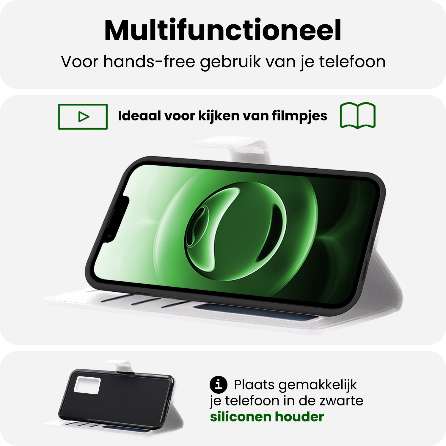 BASEY. BASEY. iPhone 16E Hoesje Bookcase Met 2x Screenprotector - Wit