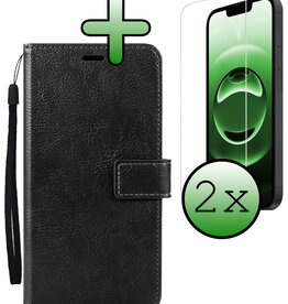 BASEY. BASEY. iPhone 16E Hoesje Bookcase Met 2x Screenprotector - Zwart