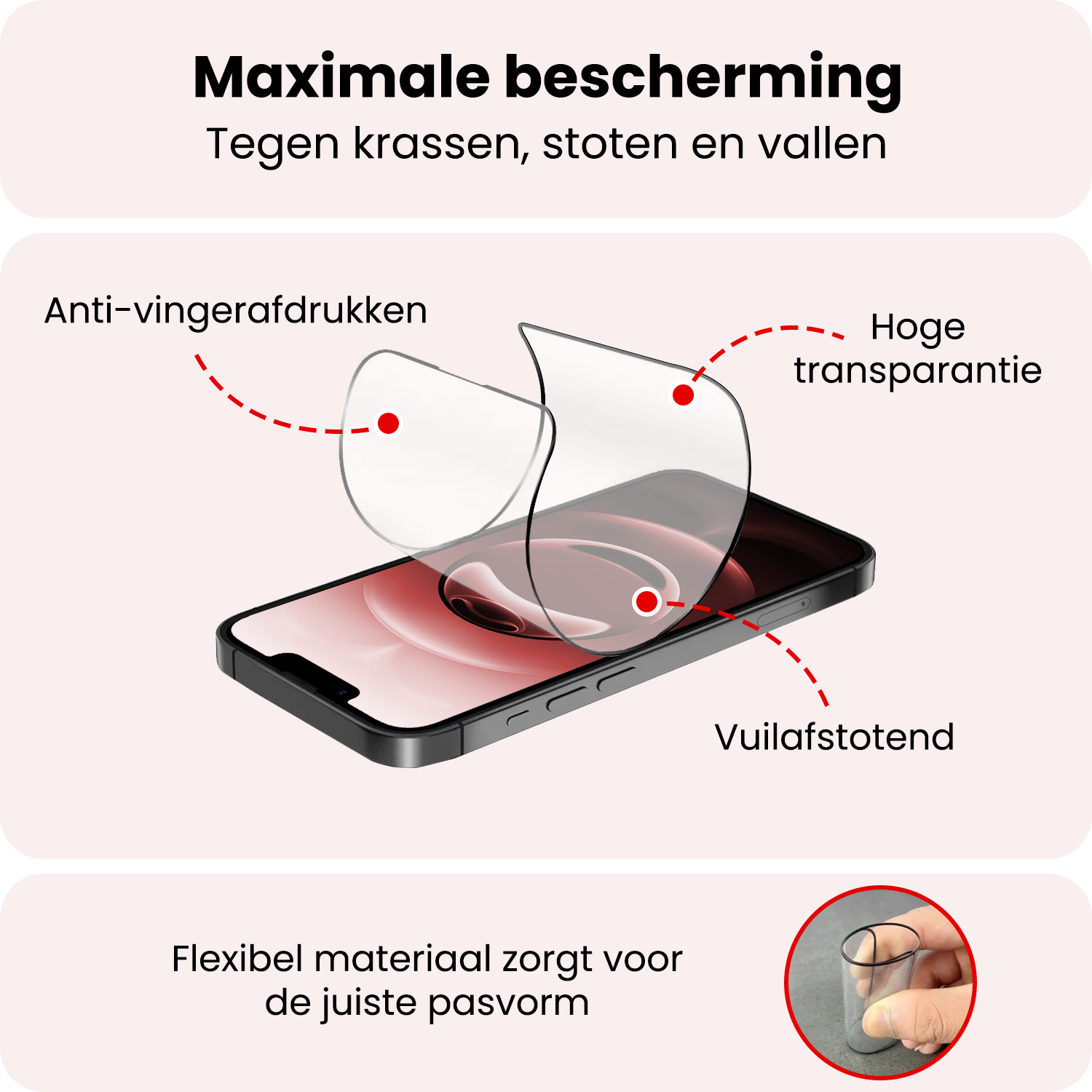 NoXx NoXx iPhone 16E Hybrid Screenprotector - 3 PACK