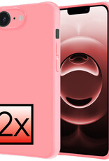 NoXx NoXx iPhone 16E Hoesje Siliconen - Lichtroze - 2 PACK