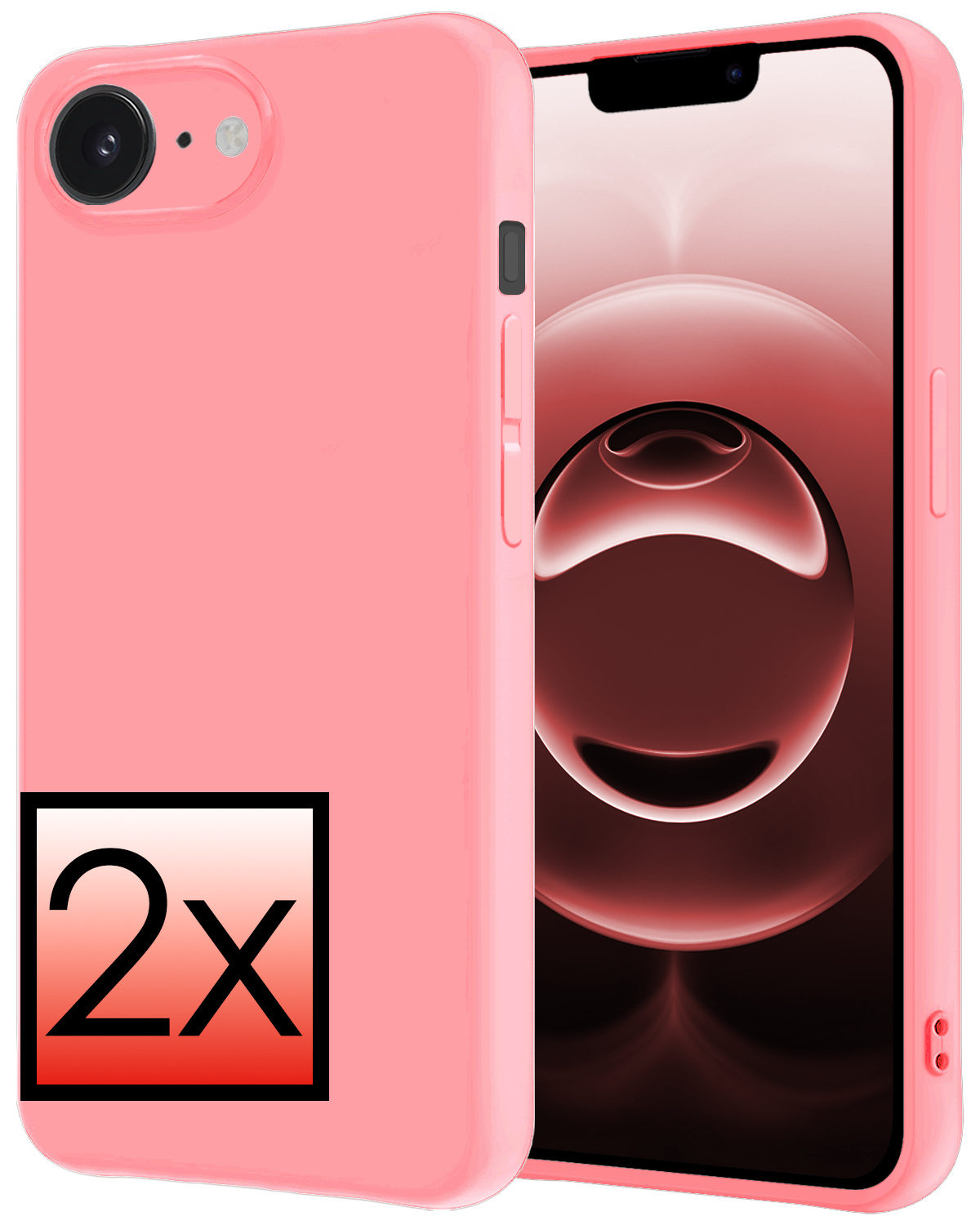 NoXx NoXx iPhone 16E Hoesje Siliconen - Lichtroze - 2 PACK