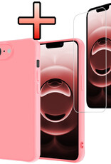 NoXx NoXx iPhone 16E Hoesje Siliconen Met Screenprotector Met Dichte Notch - Lichtroze