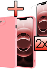 NoXx NoXx iPhone 16E Hoesje Siliconen Met 2x Screenprotector Met Dichte Notch - Lichtroze