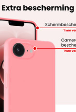 NoXx NoXx iPhone 16E Hoesje Siliconen Met 2x Screenprotector Met Dichte Notch - Lichtroze