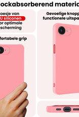 NoXx NoXx iPhone 16E Hoesje Siliconen Met 2x Screenprotector Met Dichte Notch - Lichtroze