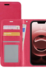NoXx NoXx iPhone 16E Hoesje Bookcase - Donkerroze