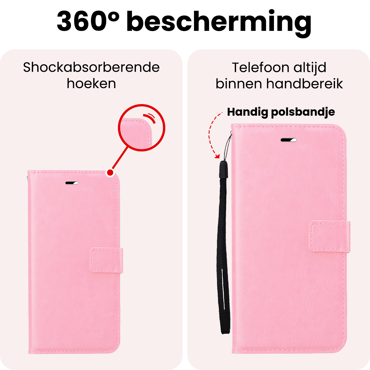 NoXx NoXx iPhone 16E Hoesje Bookcase - Lichtroze