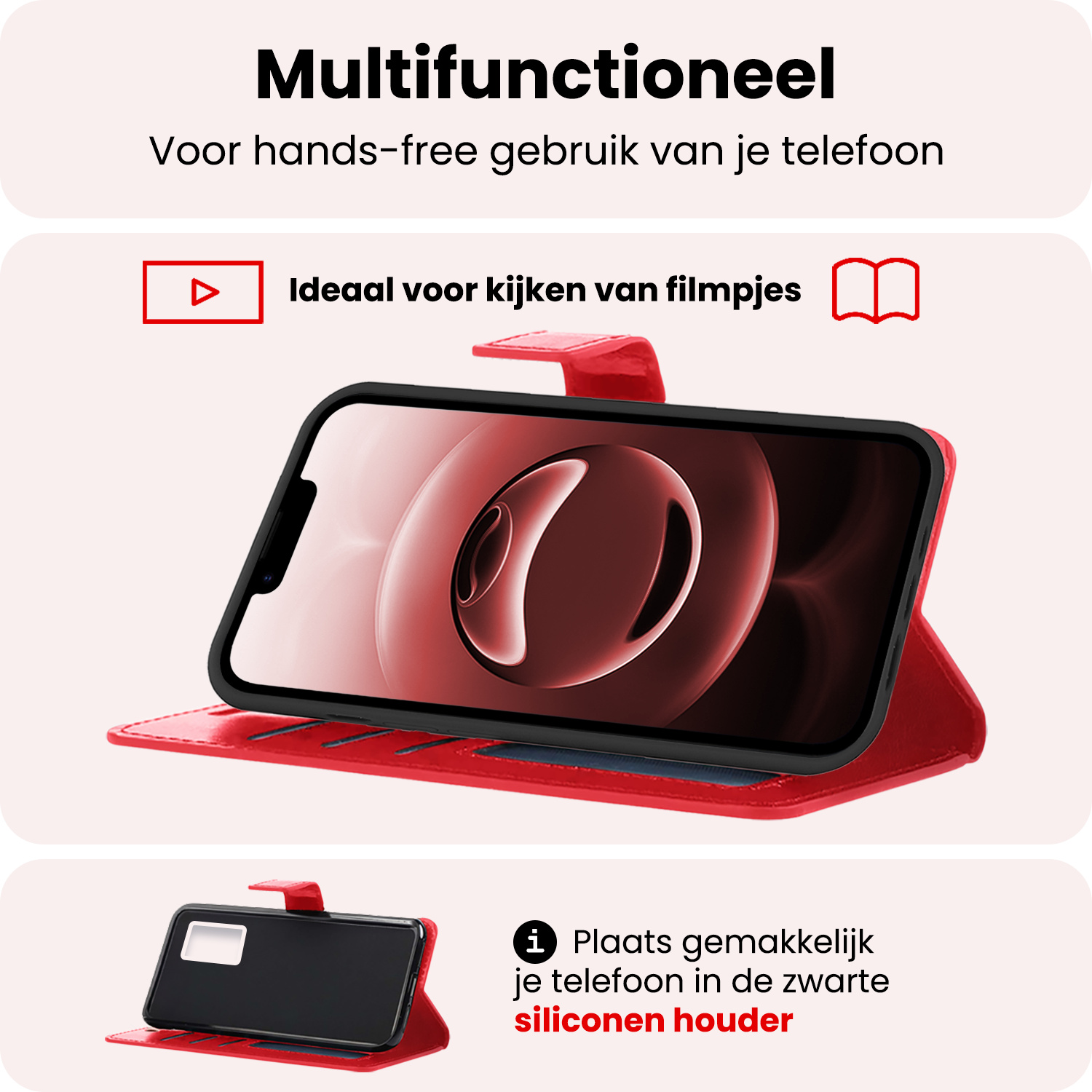 NoXx NoXx iPhone 16E Hoesje Bookcase - Rood