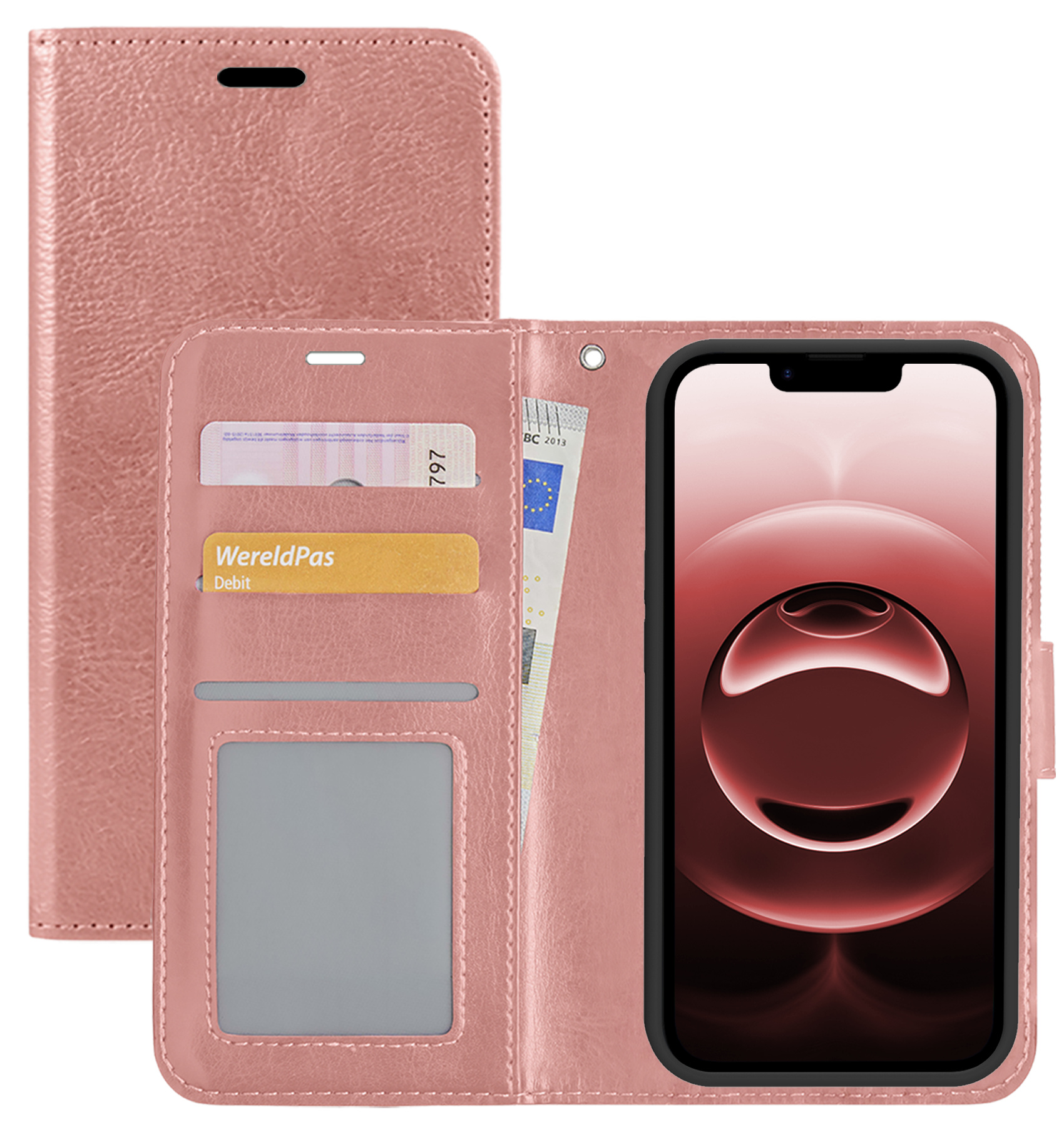 NoXx NoXx iPhone 16E Hoesje Bookcase - Rose Goud