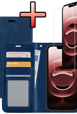 NoXx NoXx iPhone 16E Hoesje Bookcase Met Screenprotector - Donkerblauw