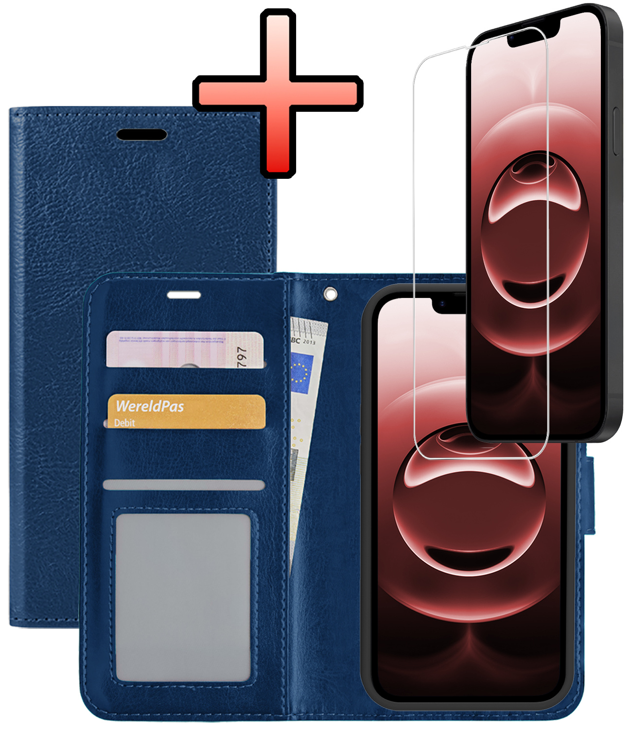 NoXx NoXx iPhone 16E Hoesje Bookcase Met Screenprotector - Donkerblauw