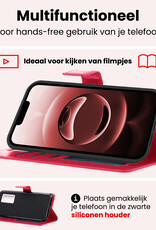 NoXx NoXx iPhone 16E Hoesje Bookcase Met Screenprotector - Donkerroze