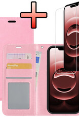 NoXx NoXx iPhone 16E Hoesje Bookcase Met Screenprotector - Lichtroze