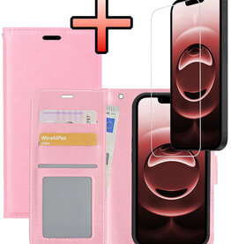 NoXx NoXx iPhone 16E Hoesje Bookcase Met Screenprotector - Lichtroze