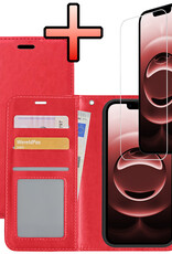 NoXx NoXx iPhone 16E Hoesje Bookcase Met Screenprotector - Rood