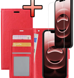 NoXx NoXx iPhone 16E Hoesje Bookcase Met Screenprotector - Rood