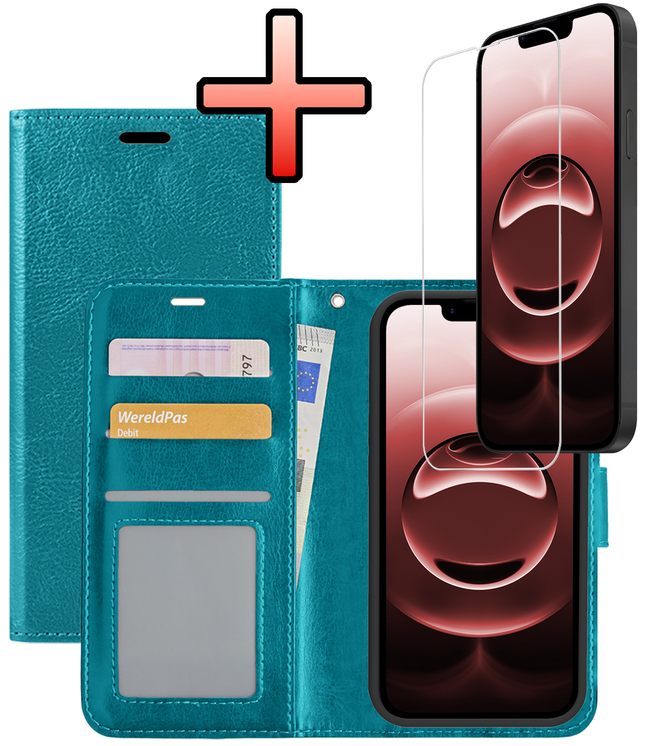NoXx NoXx iPhone 16E Hoesje Bookcase Met Screenprotector - Turquoise