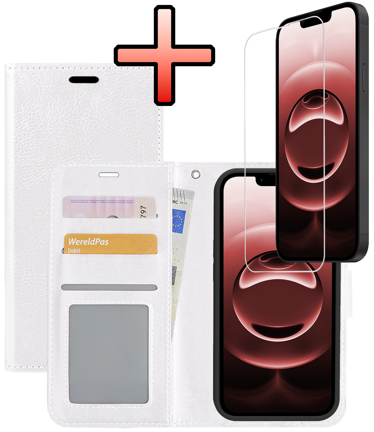 NoXx NoXx iPhone 16E Hoesje Bookcase Met Screenprotector - Wit