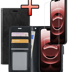NoXx NoXx iPhone 16E Hoesje Bookcase Met Screenprotector - Zwart