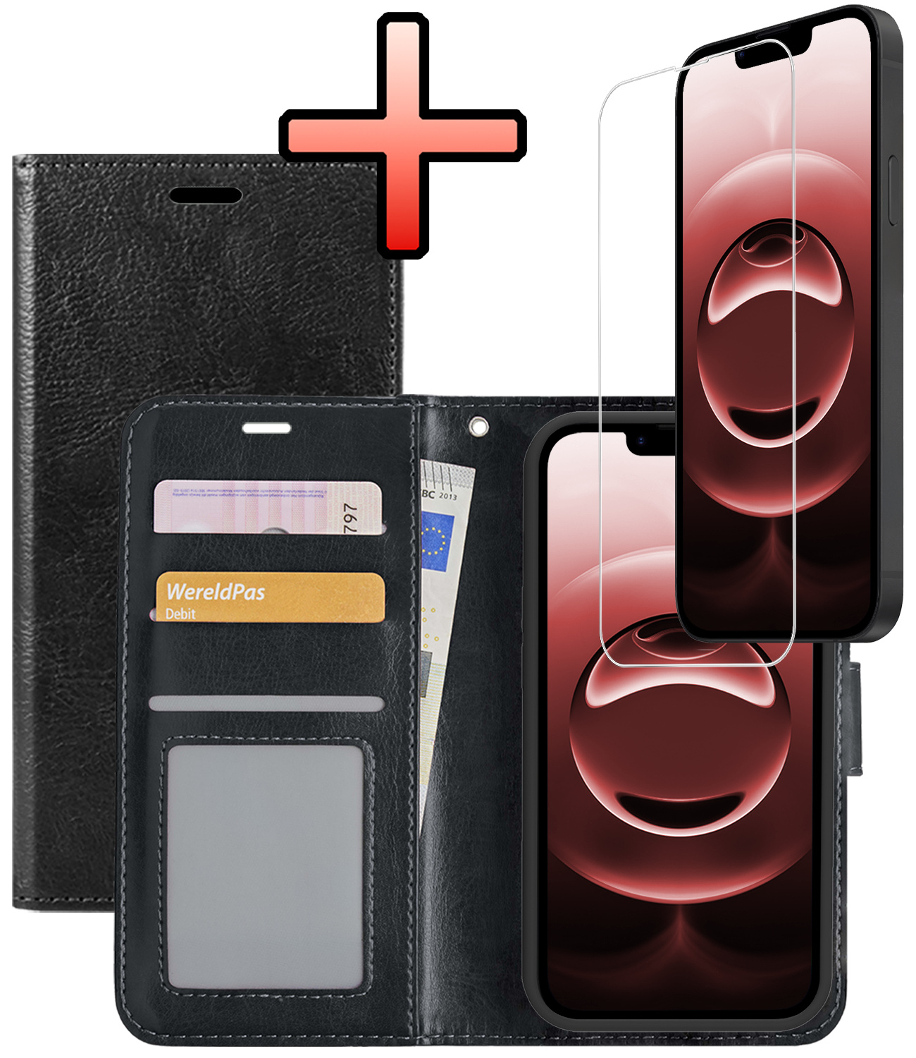 NoXx NoXx iPhone 16E Hoesje Bookcase Met Screenprotector - Zwart