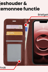 NoXx NoXx iPhone 16E Hoesje Bookcase Met 2x Screenprotector - Bruin