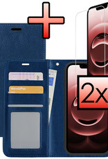 NoXx NoXx iPhone 16E Hoesje Bookcase Met 2x Screenprotector - Donkerblauw