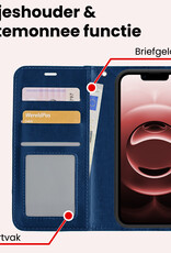 NoXx NoXx iPhone 16E Hoesje Bookcase Met 2x Screenprotector - Donkerblauw