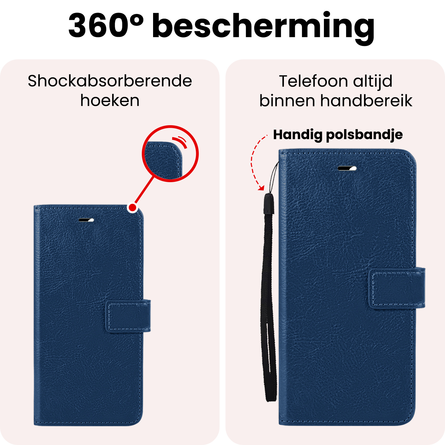 NoXx NoXx iPhone 16E Hoesje Bookcase Met 2x Screenprotector - Donkerblauw
