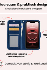 NoXx NoXx iPhone 16E Hoesje Bookcase Met 2x Screenprotector - Donkerblauw