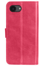NoXx NoXx iPhone 16E Hoesje Bookcase Met 2x Screenprotector - Donkerroze