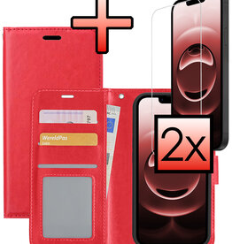 NoXx NoXx iPhone 16E Hoesje Bookcase Met 2x Screenprotector - Rood