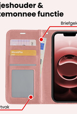 NoXx NoXx iPhone 16E Hoesje Bookcase Met 2x Screenprotector - Rose Goud