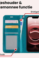 NoXx NoXx iPhone 16E Hoesje Bookcase Met 2x Screenprotector - Turquoise