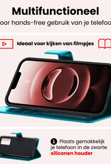 NoXx NoXx iPhone 16E Hoesje Bookcase Met 2x Screenprotector - Turquoise