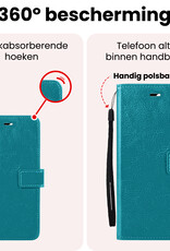 NoXx NoXx iPhone 16E Hoesje Bookcase Met 2x Screenprotector - Turquoise